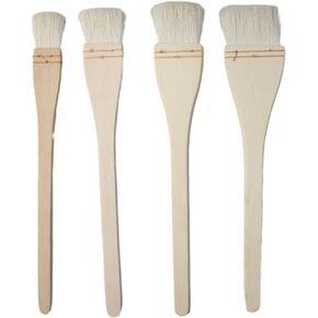 FDXGYH 4pcs Flat Hake Brushes Professional Soft Goat Hair Paintbrush with Solid Wooden Handle for Watercolor Wash Pottery Painting