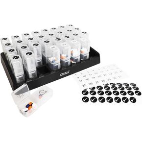KMINA - Monthly Pill Organiser 2 Times a Day, Pill Box Monthly 31 Days, Vitamin Box Organizer Large, Pill Boxes and Organizer 2 Times a Day Month