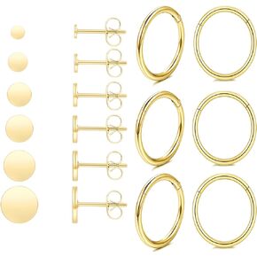 9 Pairs Multiple Piercing Jewelry for Women, 14K Gold Plated Cartilage Hoop Earring, Helix Earring, Earlobe Earrings