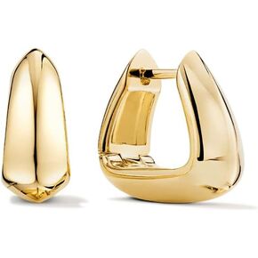 Triangle Hoop Earring for Women and Girls 14K Gold Plated Thick Chunky Geometry Earrings (Gold and Silver)