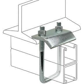 Strut to Beam Clamp with Square U-Bolt and Nuts, 2-7/16" - 3-1/4" Channel