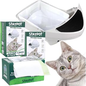 Heavy Duty Utra-thick 2Mil Drawstring Litter Box Robot 3 4 Waste Bags 60Pack Compatible with Self-cleaning Cat Litter Boxes. Designed for Automatic Litter Box Liners,9-11 Gallons