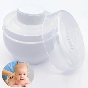 عبوتان من عبوات بودرة الجسم، علبة بودرة ما بعد الاستحمام، مجموعة منتفخة منتفخة للعناية بجسم الطفل مع صندوق بودرة بمقبض كبير، حاوية بودرة التلك لمستحضرات التجميل للسفر المنزلي. (أبيض) in Kuwait