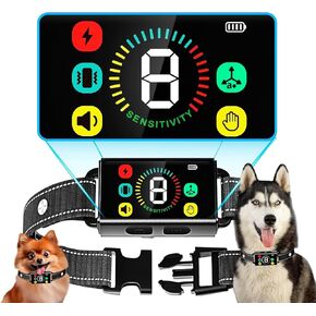 Waterproof Anti-Bark Collar - Adjustable Sensitivity, Type C Rechargeable with Long Battery Life, Beep/Vibration/Shock Modes, Safe & Comfortable for All Dog Breeds (8-150 lbs)
