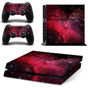 غلاف من الفينيل لوحدة التحكم وأجهزة التحكم PS4 فقط، ملصق لتزيين وحماية سطح المعدات، سديم أحمر