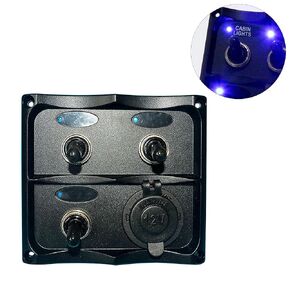 Amarine Made PN-TF3J-S Marine Electric 3 Gang Led Toggle Switch Panel with 1 Power Socket for Boat and RVS - PN-TF3J-S