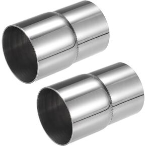 2 Pcs Exhaust Pipe Adapter Connector Reducer, 2" ID - 3" OD Exhaust Adapter Universal for Car Truck Pickup Durable Stainless Steel Silver Tone