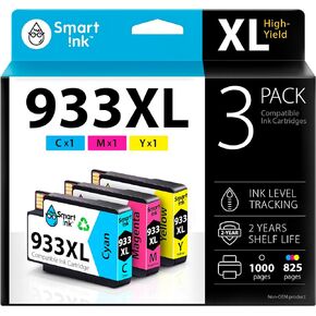 Smart Ink Compatible Ink Cartridge Replacement for HP 932XL 933XL 932 XL 933 (3 Combo Pack) to use with HP Officejet 6600 6100 6700 7110 7510 7610 7612 7510 Printers (Cyan, Magenta, Yellow)