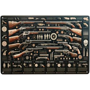Collector's Edition Historical Firearms Metal Tin Sign Detailed Wall Art for Decor Enthusiasts, Perfect for Home, Bar, Man Cave - Antique Gun Diagram Wall Pediment,signs gifts 12x16inch