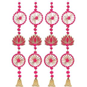 Smizzy Handmade Door Hangings for Home Decoration / 3 Rings Wall Hangings for Haldi Mehandi Temple Decor|Pooja Room Decoration Items (Pack of 4, Multicolor)
