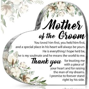 Yulejo Gift for Mother of the Groom from Bride Mother of the Groom Gifts Wedding Gifts Acrylic Square Heart Gift Thank You Gift for Mom Wedding Gifts for Mother of the Groom (Delicate Style)