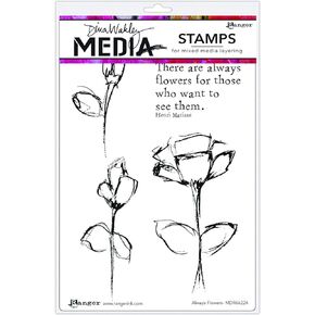 Ranger Dina Wakley Media Cling Stamps 6"X9"-Always Flowers