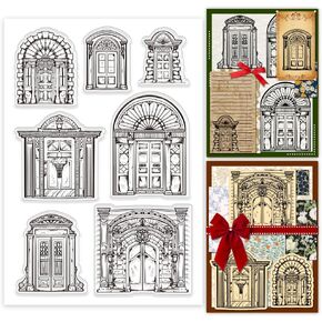 PH PandaHall European Gate Clear Stamp, PVC Plastic Transparent Rubber Stamp, Vintage Gate Stamp Seal Stamp Greeting Card Stamps for DIY Scrapbooking Album Decorating Card Craft Making
