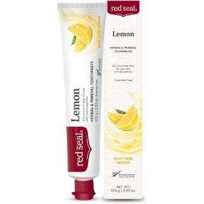 Red Seal Herbal & Mineral Lemon Toothpaste - Flavored Toothpaste with a Non Mint Taste - Vegan Friendly, Cruelty Free, No Artificial Colors or Flavors, NATRUE Certified Natural, SLS Free, 3.53 oz
