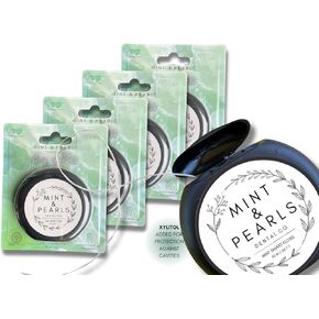 *New & Improved* Mint & Pearls Expanding Floss 4 Pack | with XYLITOL | Expanding Floss FIBERS for Superior Cleaning Friction