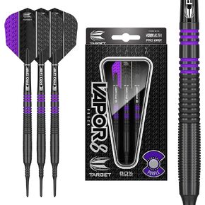لعبة رمي السهام Vapor8 باللون الأسود 18 جم من Target Darts ذات رأس ناعم باللون الأرجواني