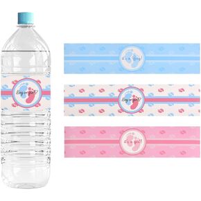 Water Bottle Labels Baby Shower, 60 Pcs Gender Reveal Water Bottle Labels Water Bottle Wrappers Stickers, Pink and Blue