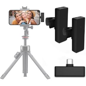 Lavalier Microphone USB C Wireless Lav Mic for Android USB C Smartphone, Mini Lapel Type C Microphone Cordless Omnidirectional Condenser Recording Mic for Samsung iPhone 15 Video Vlog YouTube TikTok