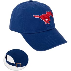 Desert Cactus Southern Methodist University Baseball Hat SMU Mustangs Brimmed Embroirderd Cap Adjustable Cloth Strap Adult (Style A) Blue