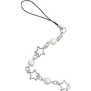 Cute Phone Charm, Kawaii Phone Charms, Star Pearl Phone Keychain, Mobile Phone Pendant Charms, Beaded Phone Lanyard Strap, Y2K Phone Decor, Gift for Women Girls
