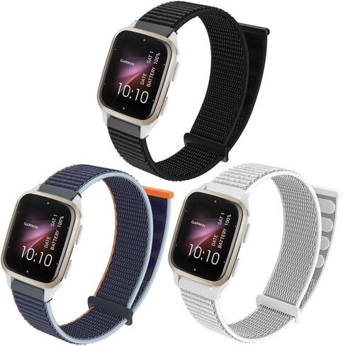 [3 عبوات] أحزمة ساعة Ginffaa من النايلون متوافقة مع Garmin Venu/Venu Sq 2/Venu Sq Music/Venu 2 Plus/Vivoactive 3/Vivomove HR Band، للنساء والرجال 20 مم أشرطة دائرية قابلة للتعديل لـ Forerunner 158/245/645/55 in Kuwait