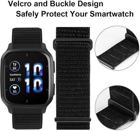 [3 عبوات] أحزمة ساعة Ginffaa من النايلون متوافقة مع Garmin Venu/Venu Sq 2/Venu Sq Music/Venu 2 Plus/Vivoactive 3/Vivomove HR Band، للنساء والرجال 20 مم أشرطة دائرية قابلة للتعديل لـ Forerunner 158/245/645/55 in Kuwait