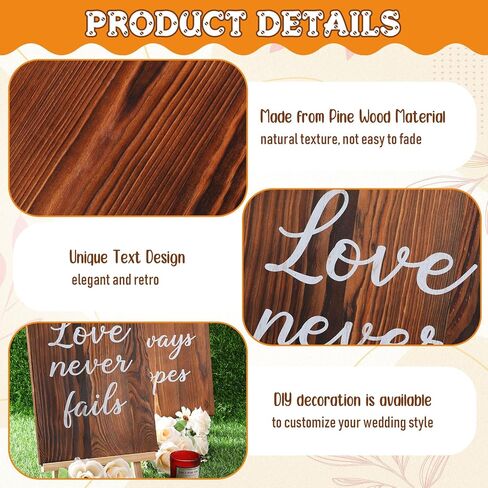 8 Pcs Wedding Aisle Signs 11.8 x 7.9 Inch 1 Corinthians 13 Wooden Wedding Signs Love is Patient Kind Rustic Wood Wedding Signage Bible Verses Wall Decor Gift for Wedding (White Backing) in Kuwait