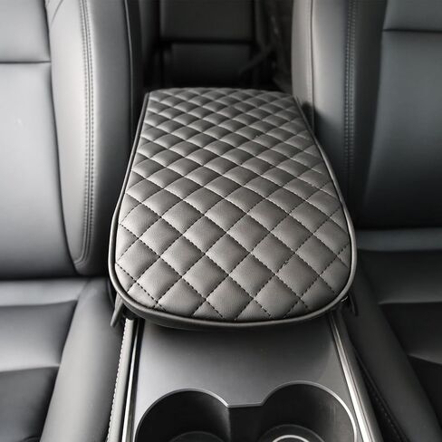 for Tesla Armrest Cover for Model 3 Armrest Cover for Model Y Arm Rest Cover Car Armrest Box Cover PU Center Console Cover for Tesla Accessories (PU+Memory Foam, Black) in Saudi Arabia