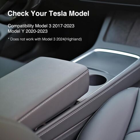 for Tesla Armrest Cover for Model 3 Armrest Cover for Model Y Arm Rest Cover Car Armrest Box Cover PU Center Console Cover for Tesla Accessories (PU+Memory Foam, Black) in Saudi Arabia