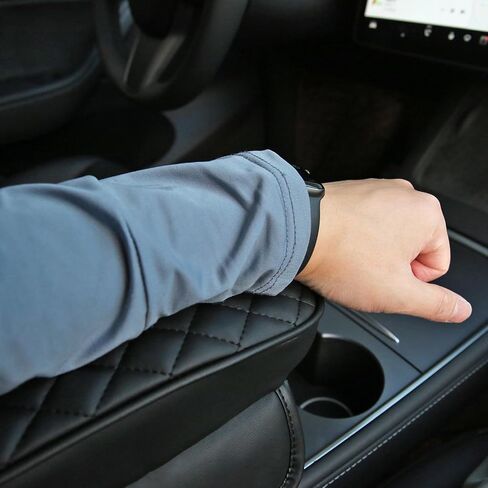 for Tesla Armrest Cover for Model 3 Armrest Cover for Model Y Arm Rest Cover Car Armrest Box Cover PU Center Console Cover for Tesla Accessories (PU+Memory Foam, Black) in Saudi Arabia