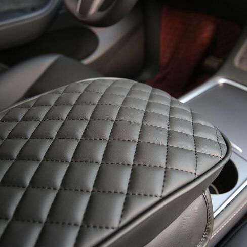 for Tesla Armrest Cover for Model 3 Armrest Cover for Model Y Arm Rest Cover Car Armrest Box Cover PU Center Console Cover for Tesla Accessories (PU+Memory Foam, Black) in Saudi Arabia