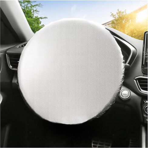 غطاء عجلة القيادة مقاس 18 بوصة ظل للشمس، درع عجلة القيادة من طبقة الألومنيوم للحماية من الشمس، غطاء عجلة سيارة عاكس عالمي وإكسسوارات داخلية للسيارة لشاحنة السيارة الدفع الرباعي in Kuwait