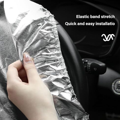 غطاء عجلة القيادة مقاس 18 بوصة ظل للشمس، درع عجلة القيادة من طبقة الألومنيوم للحماية من الشمس، غطاء عجلة سيارة عاكس عالمي وإكسسوارات داخلية للسيارة لشاحنة السيارة الدفع الرباعي in Kuwait