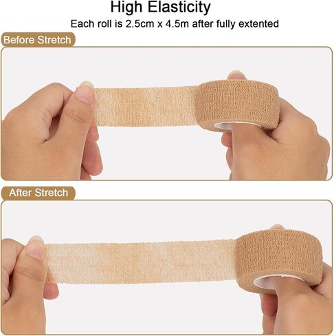 12 Pack Self Adhesive Bandage Wrap 1 Inch Cohesive Bandage Self Adherent Vet Wrap for Dog Pets Elastic Bandage Finger Tape Self Stick Wrap for First Aid Sports Injury Athletic Tape (Mixed Colors) in Saudi Arabia