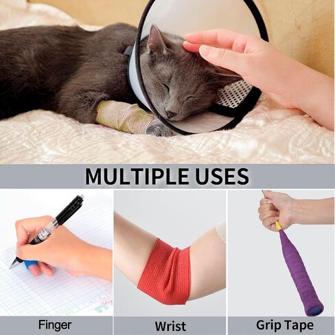 12 Pack Self Adhesive Bandage Wrap 1 Inch Cohesive Bandage Self Adherent Vet Wrap for Dog Pets Elastic Bandage Finger Tape Self Stick Wrap for First Aid Sports Injury Athletic Tape (Mixed Colors) in Saudi Arabia