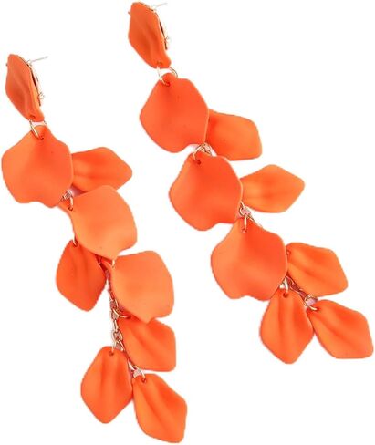Statement Flower Earrings Summer Boho Long Rose Petal Earrings Hypoallergenic Floral Dangle Drop Tassel Earrings for Women Girls in Saudi Arabia