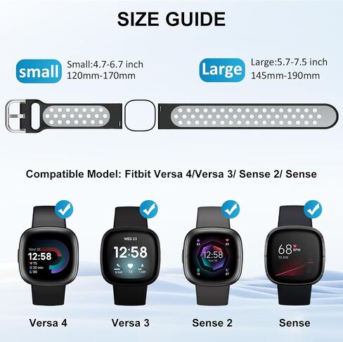 Mosstek Compatible with Fitbit Versa 4 Bands/Fitbit Versa 3 Bands for Men Women, Sport Silicone Bands for Sense/Sense 2 Bands for Women Men in Saudi Arabia