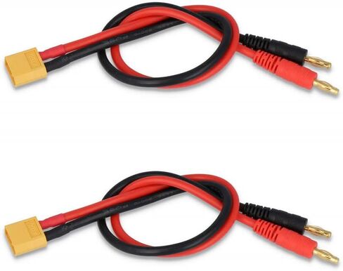 2pcs XT60 Male Connector to 4MM Bullet Connector Banana Plug RC Battery Charging Cable Adapter with 11.8inch 14AWG Silicone Wire for RC Helicopter Quadcopter Lipo Battery DJI Phantom in Saudi Arabia