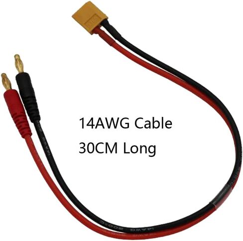 2pcs XT60 Male Connector to 4MM Bullet Connector Banana Plug RC Battery Charging Cable Adapter with 11.8inch 14AWG Silicone Wire for RC Helicopter Quadcopter Lipo Battery DJI Phantom in Saudi Arabia