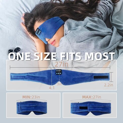 Sleep Eye Mask with Bluetooth Headphones, Wireless Sleep Mask Blackout Bluetooth Eye Mask for Sleeping Traveling Meditation Mask with Microphone (Black) in Saudi Arabia