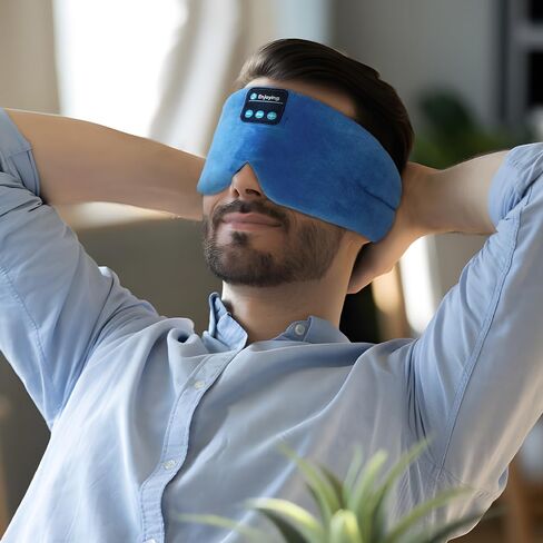Sleep Eye Mask with Bluetooth Headphones, Wireless Sleep Mask Blackout Bluetooth Eye Mask for Sleeping Traveling Meditation Mask with Microphone (Black) in Saudi Arabia