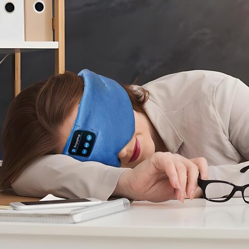 Sleep Eye Mask with Bluetooth Headphones, Wireless Sleep Mask Blackout Bluetooth Eye Mask for Sleeping Traveling Meditation Mask with Microphone (Black) in Saudi Arabia