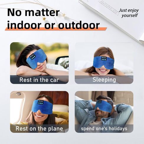Sleep Eye Mask with Bluetooth Headphones, Wireless Sleep Mask Blackout Bluetooth Eye Mask for Sleeping Traveling Meditation Mask with Microphone (Black) in Saudi Arabia