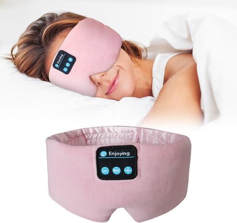 Sleep Eye Mask with Bluetooth Headphones, Wireless Sleep Mask Blackout Bluetooth Eye Mask for Sleeping Traveling Meditation Mask with Microphone (Black) in Saudi Arabia