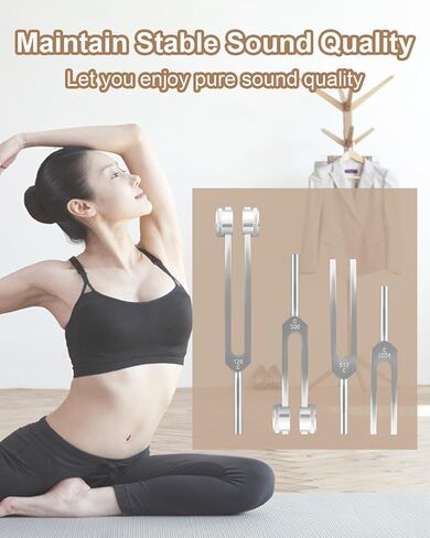Aluminum Alloy Tuning Fork Set, 4 Tuning Forks & 2 Rubber Mallets & 4 Black Protective Bags, 128Hz 256Hz 512Hz 1024Hz Tuning Forks for Sound Yoga Meditation Relaxation in Saudi Arabia