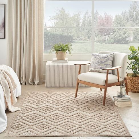Nourison Versatile Indoor/Outdoor Silver Grey 5' x 7' Area-Rug, Easy-Cleaning, Non Shedding, Bed Room, Living Room, Dining Room, Deck, Backyard, Patio, High Traffic Area (5x7) in Saudi Arabia