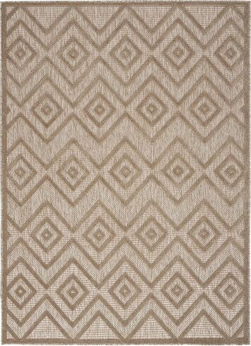 Nourison Versatile Indoor/Outdoor Silver Grey 5' x 7' Area-Rug, Easy-Cleaning, Non Shedding, Bed Room, Living Room, Dining Room, Deck, Backyard, Patio, High Traffic Area (5x7) in Saudi Arabia