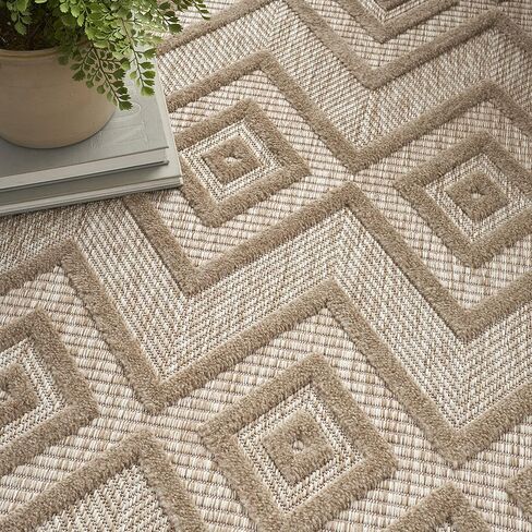Nourison Versatile Indoor/Outdoor Silver Grey 5' x 7' Area-Rug, Easy-Cleaning, Non Shedding, Bed Room, Living Room, Dining Room, Deck, Backyard, Patio, High Traffic Area (5x7) in Saudi Arabia