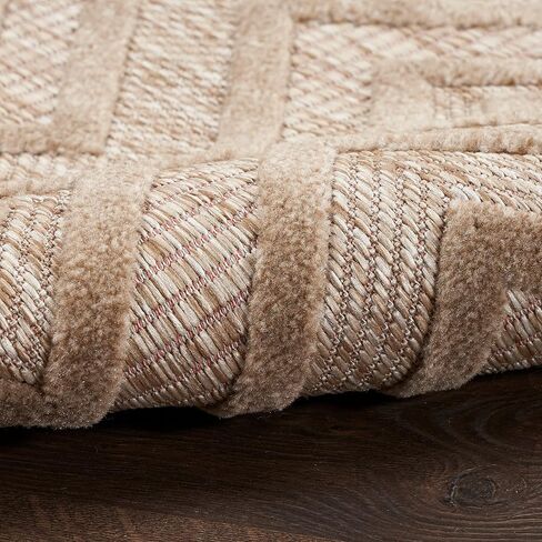 Nourison Versatile Indoor/Outdoor Silver Grey 5' x 7' Area-Rug, Easy-Cleaning, Non Shedding, Bed Room, Living Room, Dining Room, Deck, Backyard, Patio, High Traffic Area (5x7) in Saudi Arabia