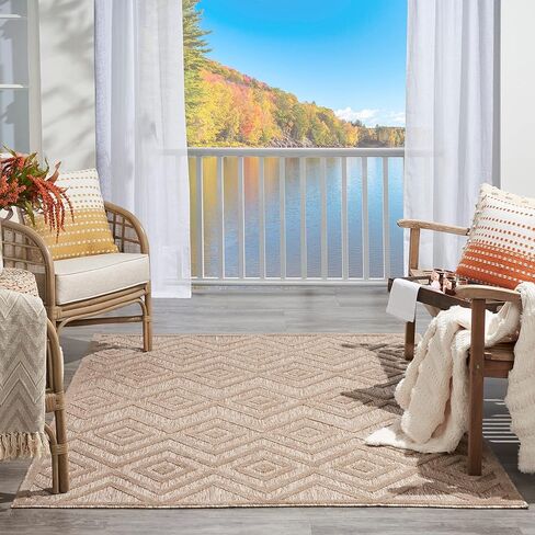Nourison Versatile Indoor/Outdoor Silver Grey 5' x 7' Area-Rug, Easy-Cleaning, Non Shedding, Bed Room, Living Room, Dining Room, Deck, Backyard, Patio, High Traffic Area (5x7) in Saudi Arabia